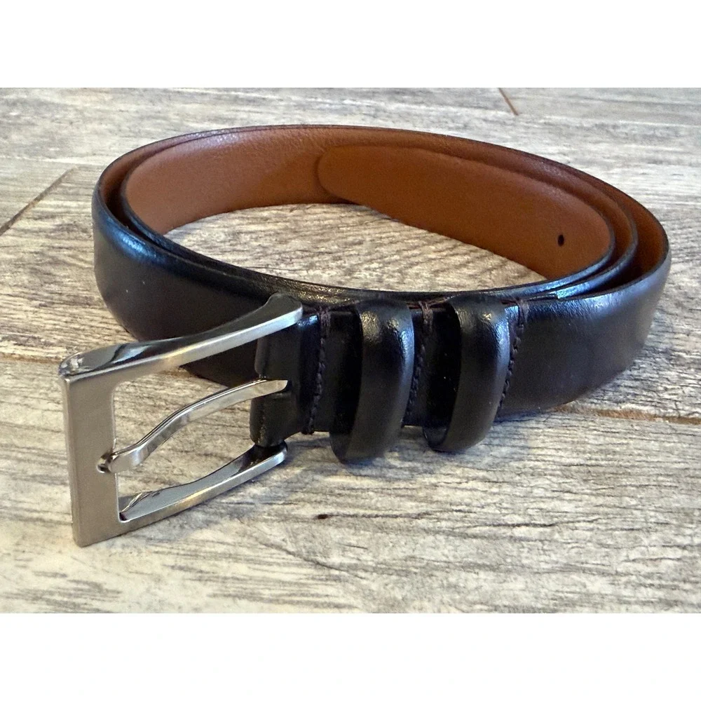 Genuine Italian Leather USA 1107-001 Dress Belt Mens 40 Black Handcrafted NWOT‎